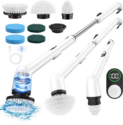 9-in-1 Multi-Surface Electric Spin Scrubber, LCD, Cordless Cleaning Brush