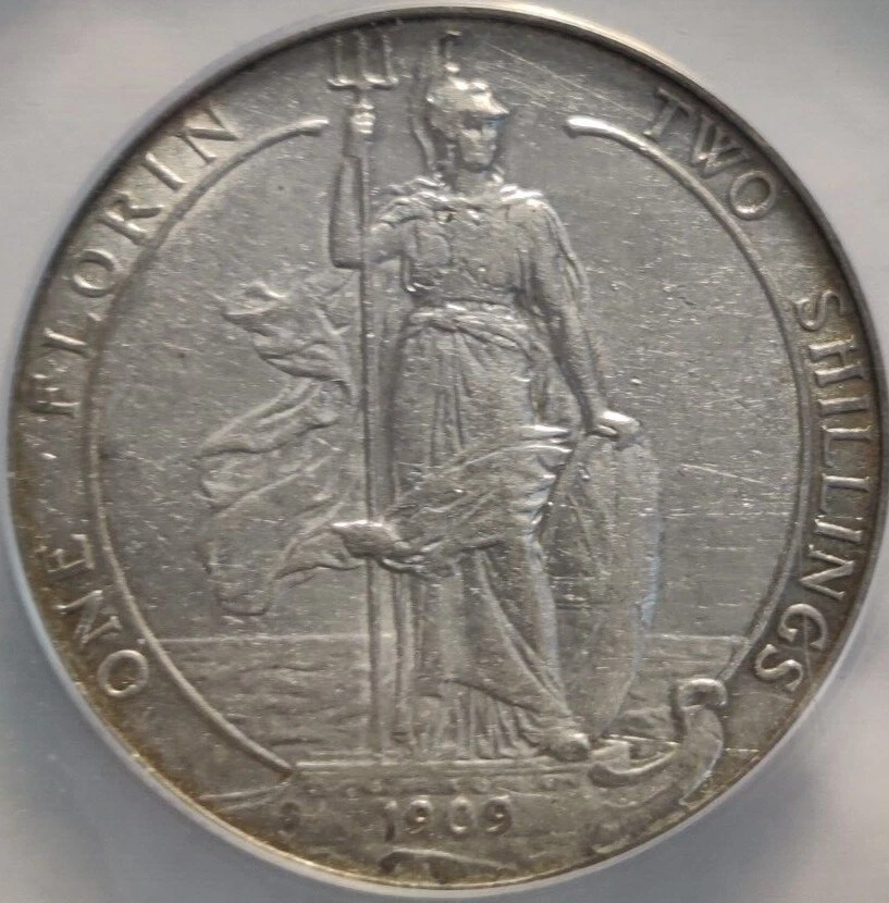 Great Britain 1909 Florin 2 Shilling XF45 Det Edward VII Silver Coin Key Date 3B - Image 3 of 4
