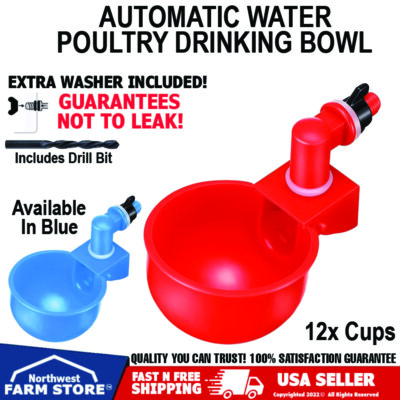 12PCS Chicken Automatic Watering Cups Drinker Waterer for Duck Quail Hen Poultry