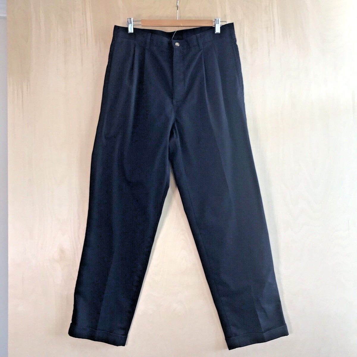 90s USA製 Country Britches スラックス SIZE 28R IZOD Black Pleated Cuffed Men's Dress Pants RN 14946 Size