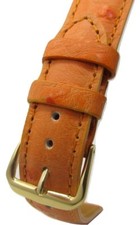 Orange Ostrich Grain Genuine Leather Padded High Quality Watch Band Strap