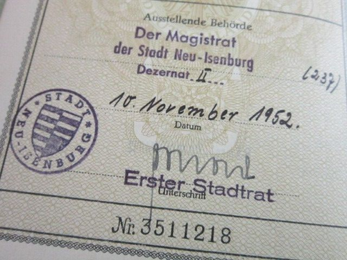 Post WWII 1953 Neu-Isenburg Germany Reisepass Deutschland Immigrant Quota to USA - Bild 11 von 12