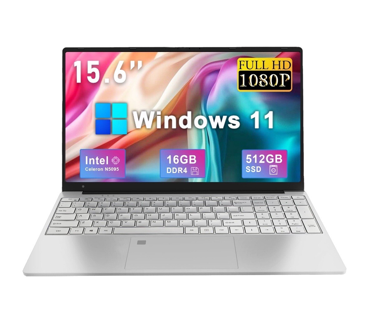SANPTENT 15.6 inch 1080p FHD Laptop Computer 16GB RAM 512GB SSD