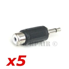 5 PACK 3.5mm Mono Male Plug to RCA Female Jack Audio Adapter Connector Converter