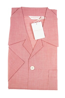 DEREK ROSE pigiama uomo corto APERTO cotone batista CORALLO manica