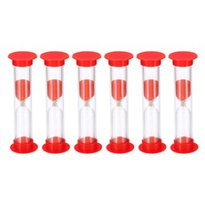 2 Minute Sand Timer, 6Pcs Small Sandy Clock, Count Down Sand Glass Red
