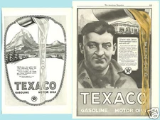 Lot of 2 Vintage Magazine Ads For Texaco Gasoline and Motor Oil