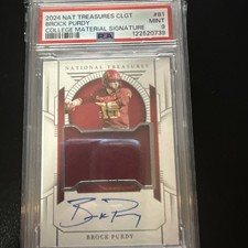 2024 NATIONAL TREASURES BRICK PURDY  COLLEGE  MATERIAL SIGNATURE PSA 9