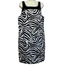 Michael Kors Black White Zebra Metal Tank Mini Sheath Dress Women's 16