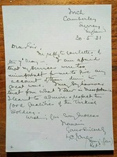Major-General Leslie Cockburn Jones (1867-1962) Signed Letter RE: Mesopotamia
