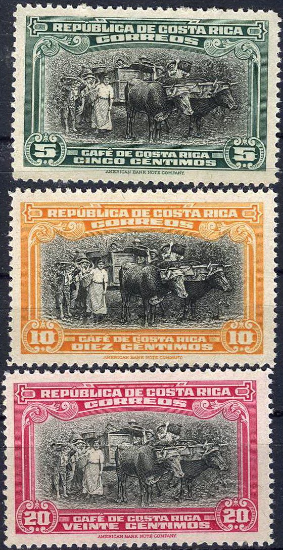 Costa Rica 1945 Coffee Harvesting MNH (SC# 243-245)