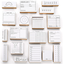 18 Pieces Wood Journal Stamps, Decorative Rubber Stamp Set, Calendar Planner Sta