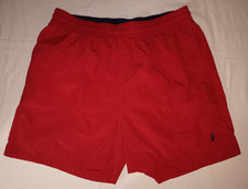   Ralph Lauren Polo BRIGHT RED Mens Swim Trunks Drawstring Shorts Large PRISTINE