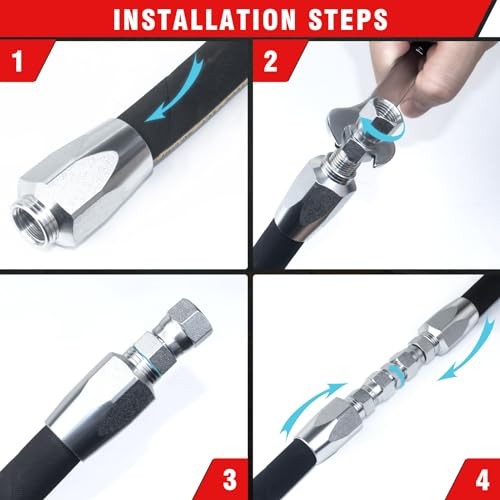 3Pcs Hydraulic Hose Field Repair Kit,1/4", 3/8", 1/4" (1), 3/8" (1), 1/2" (1)