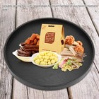<!--F#f_0-->Round Solid Wood Serving Tray 14.7 Inch Black Spill-Resistant for Coffee Snacks<!--F/-->