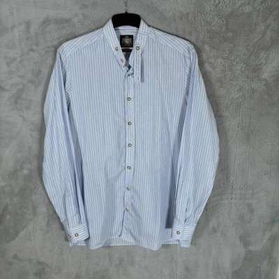 HAMMERSCHMID Shirt Mens 42 Blue Stripes German VTG 90s Long Sleeve - Image 1 of 4