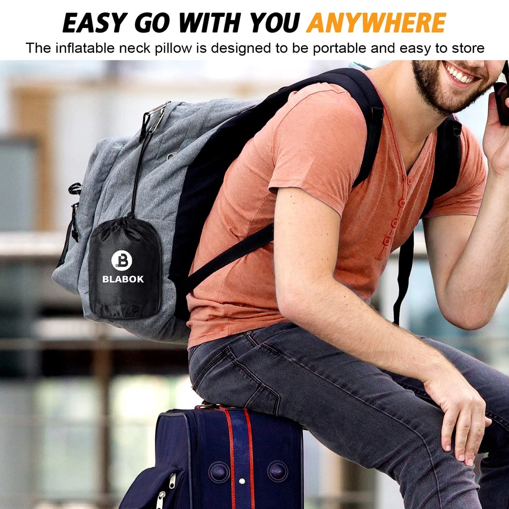 Inflatable Travel Neck Pillow for Airplanes - Comfortable & Compact Support
