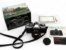 Minolta XG-1 35mm SLR Film Camera MD Rokkor-X 45mm f/2 Lens Box Manual Tested