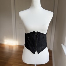 Whimsigoth Fairy Grunge Corset Top Small Witchy Vintage Black Lace Up