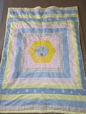 Handmade Baby Girl Crib Quilt Pastel Patchwork Humpty Dumpty Daisy Soft Blanket