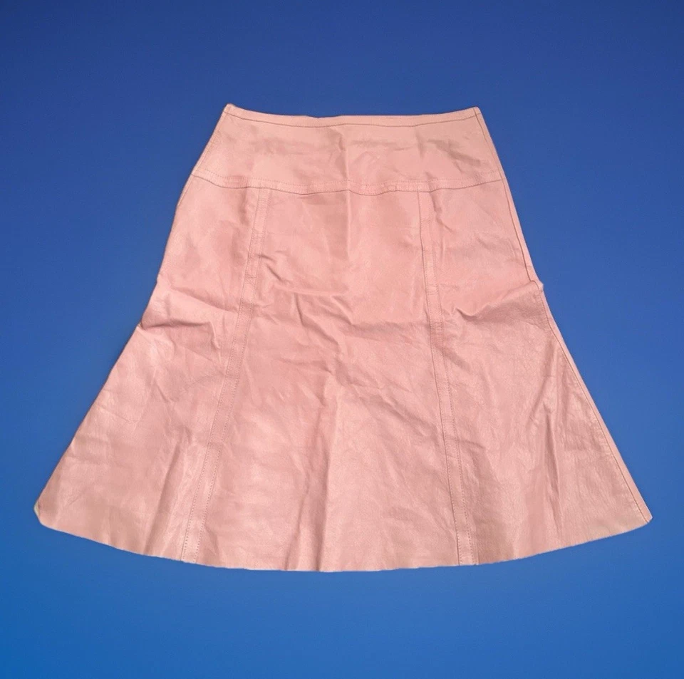 Falda Danier Vintage Lujo Rosa Claro Sirena Cuero Genuino Talla 8 Mediana Foto 3 de 4