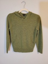 Crewcuts 100 Cashmere Green Hooded Sweater Youth L Large 10/12 Kangaroo Pocket