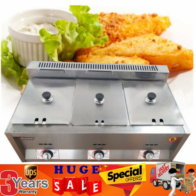 #ad LPG GAS 3 Pan Propane Bain Marie Buffet Food Warmer Steam Table Gas Fryer 18L $199.44