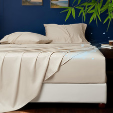 Bamboo Cooling Queen Sheets - Soft, Breathable, Extra Deep Pocket Beige