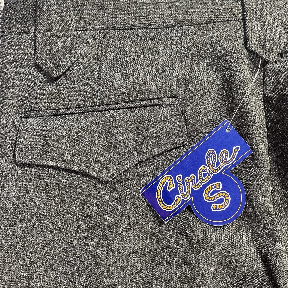 Deadstock Circle S Western Dress Pants Gray Rockabilly Men's 32 Unhemmed Vintage - Image 3 of 4