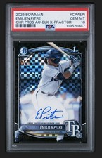2025 BOWMAN CHROME PROSPECT AUTO BLACK X-FRACTOR EMILIEN PITRE 5/10 PSA 10