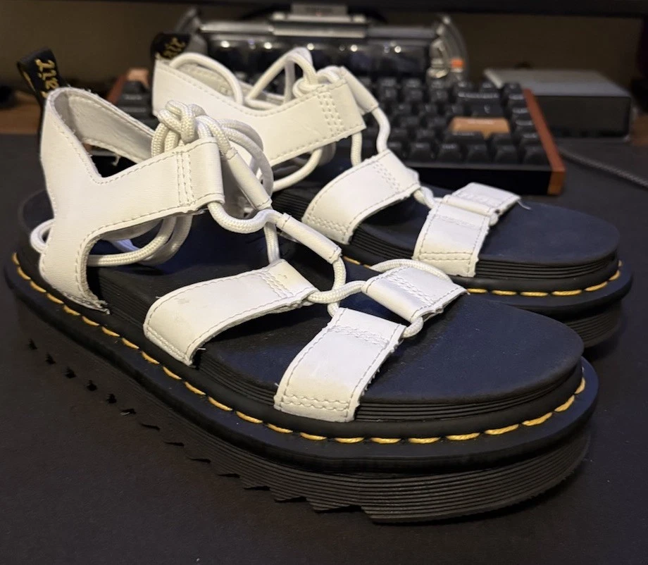 Dr. Martens Nartilla Women'sLace-Up Sandals White/Black US 6