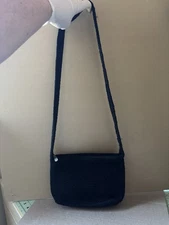 The Sak Purse Small Black Woven Crochet NonAdjustable Strap Shoulder Bag Zip