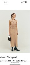 BNWOT Reformation Summer Sleeveless Midaxi Shirt Dress Size L UK 12-14 beige 
