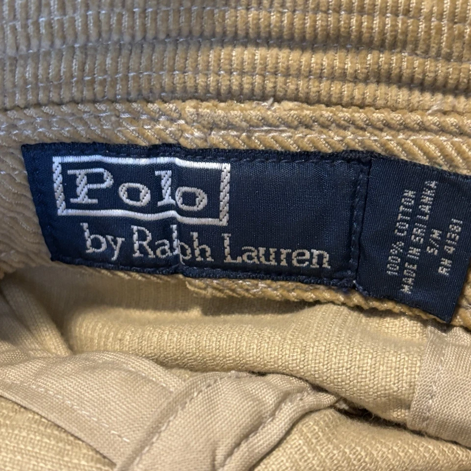 Polo Ralph Lauren 男式水桶帽灯芯绒复古 90 年代 Y2K 棕褐色 W 橙色拼色 — 第 3/4 张图片