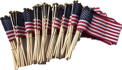 Lot of -100-4X6 Inch US American Hand Held Stick Flags Safety Ball Top Made in t