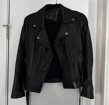 Black Jacket Faux Leather Coat Womens Medium NWOT Elodie