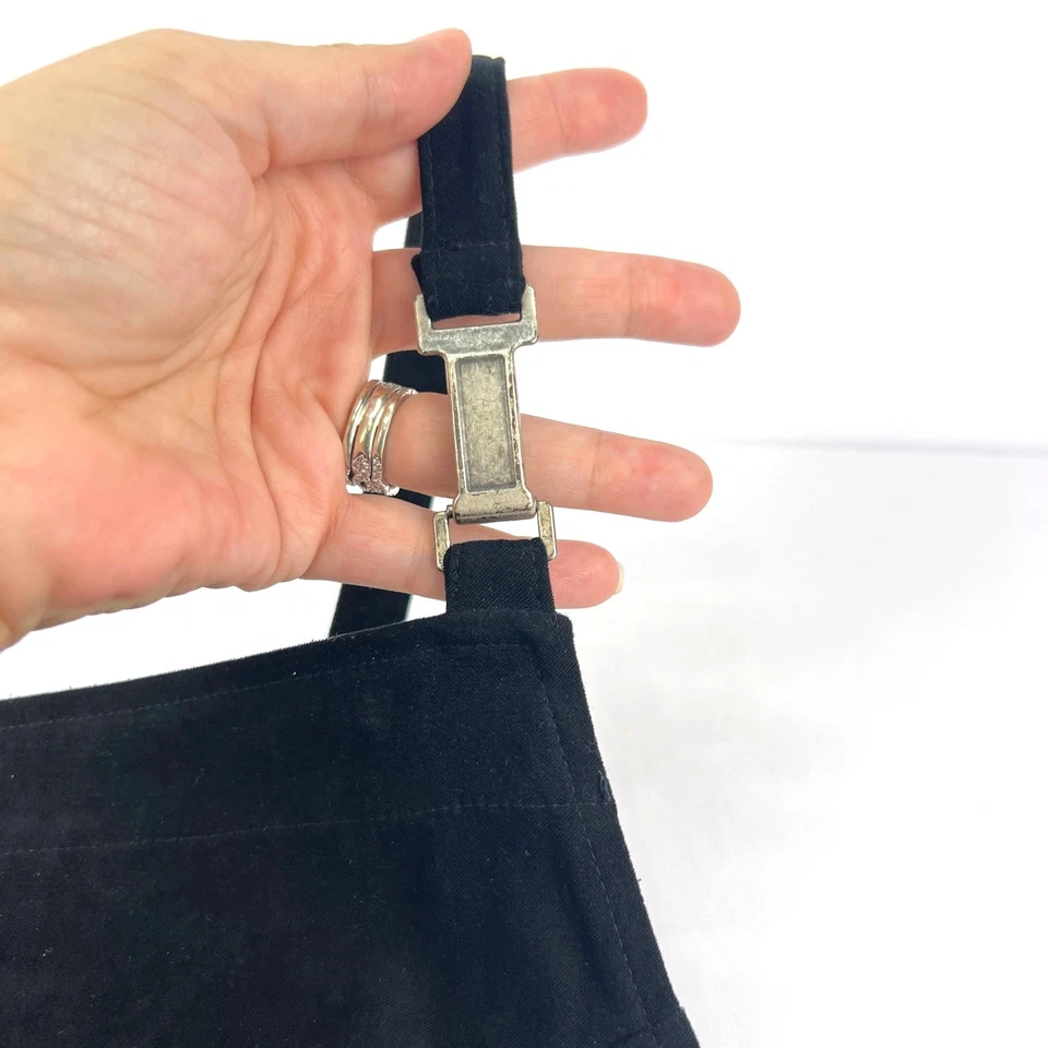 Maxi Vestido De Colección Y2K 90 Minimalista Delantal De Gran Tamaño Negro General Hebilla Plateada S Foto 4 de 4