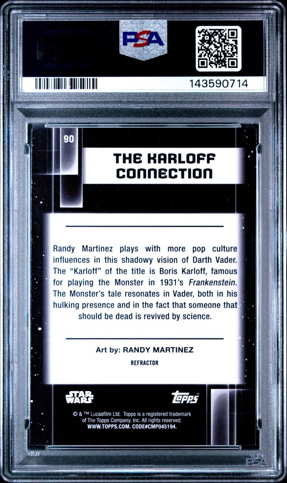 2021 Topps Chrome Star Wars Galaxy THE KARLOFF CONNECTION Refractor #90 PSA 10 view 2