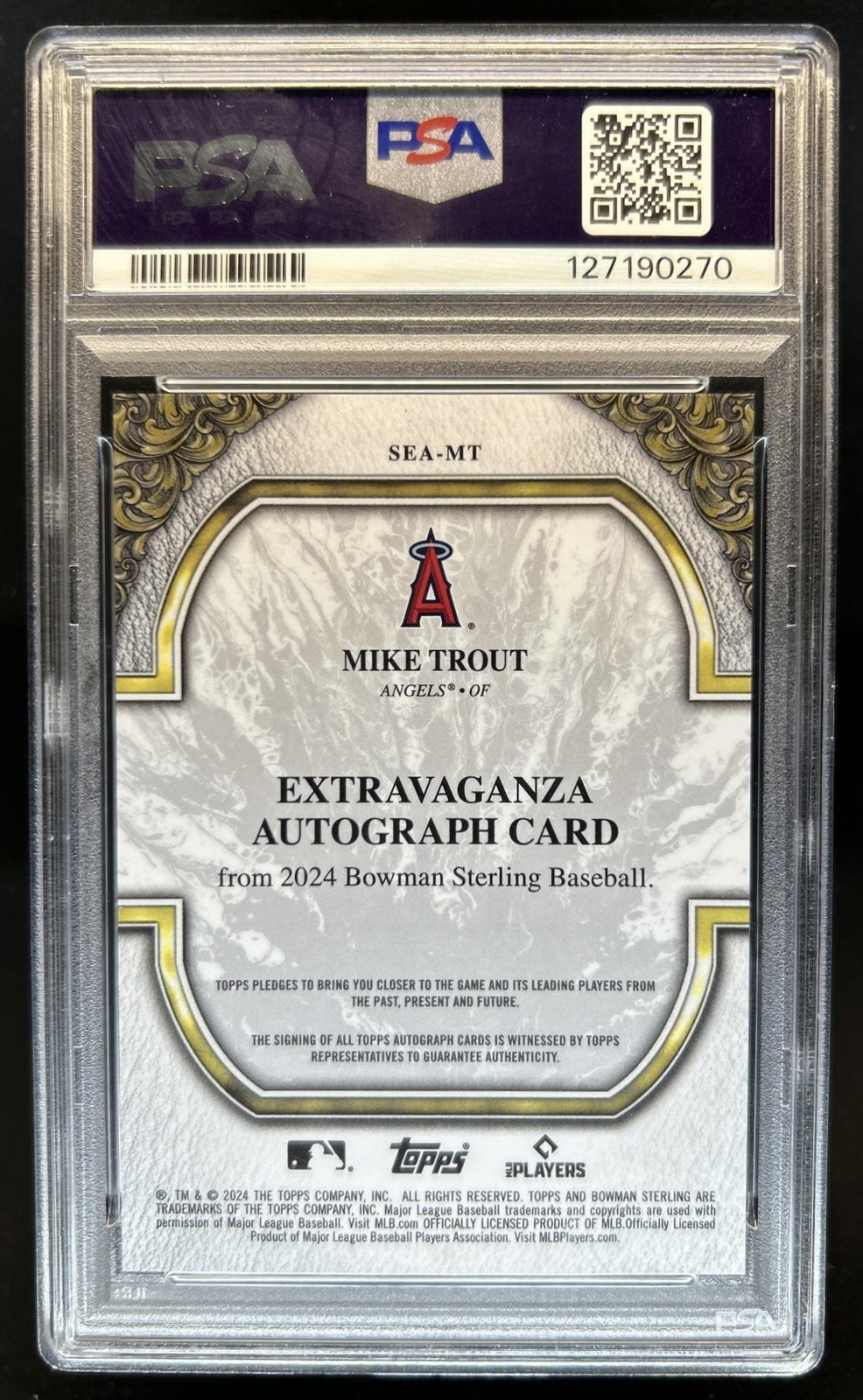 2024 Bowman Sterling Mike Trout Extravaganza Auto Refractor #/20 Angels PSA 10 view 2