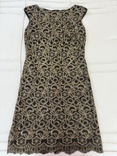 Lauren Ralph Lauren Dress sz 4 ~ Black & Gold ~ Lined w/ Back Zipper ~ Elegant