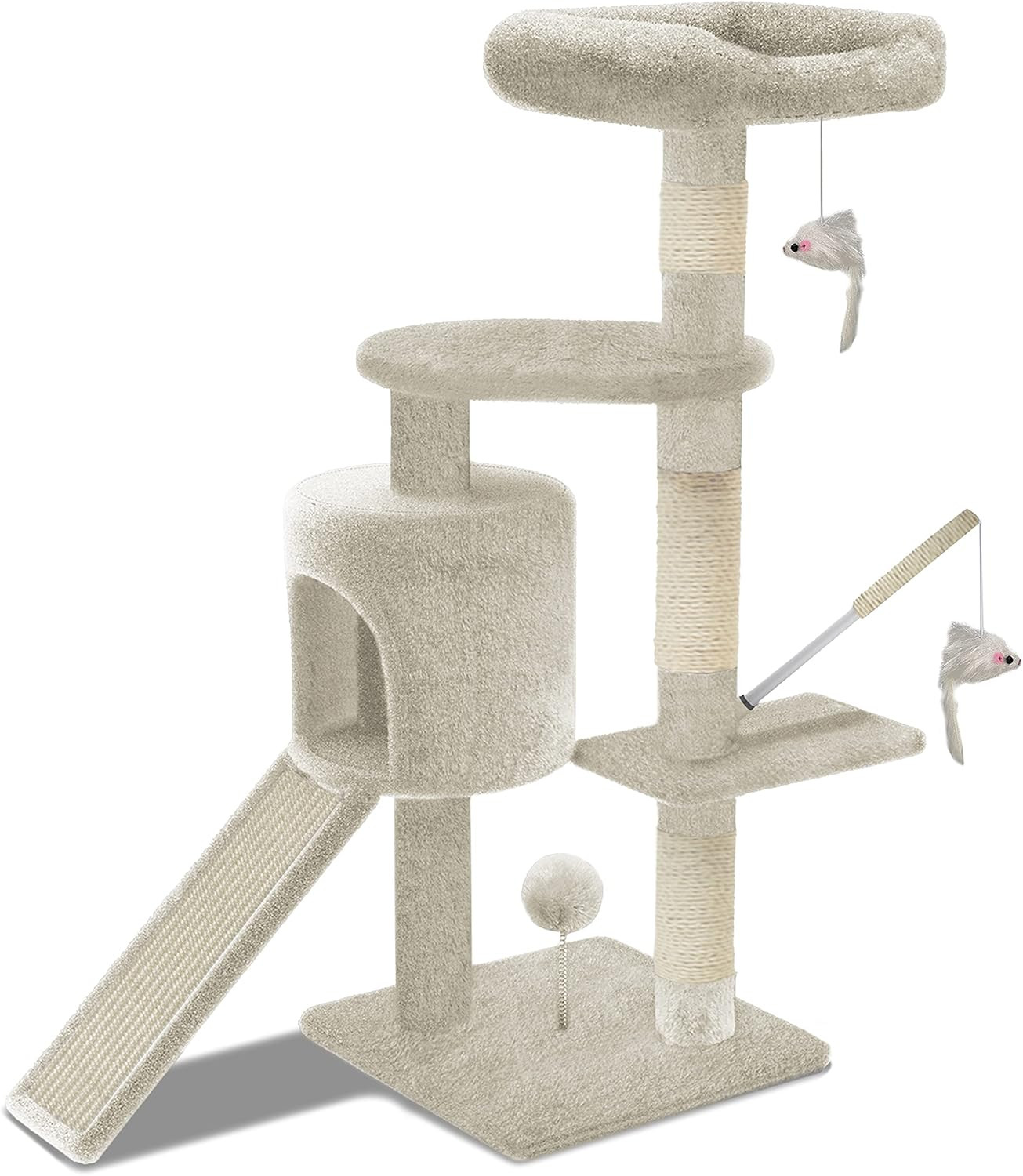 ® Tiragraffi per Gatti, Albero Tiragraffi Gatto Di Naturali Sisal Con Cuccia Gra