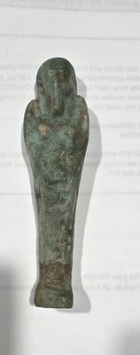 ancient Egyptian faience ushabti, a funerary figurine typically 2nd & 3rd Priod