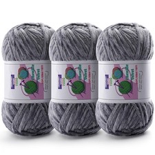 3 Skeins Soft Fluffy Velvet Yarn, Chenille Chunky Yarn for Hand Knitting and
