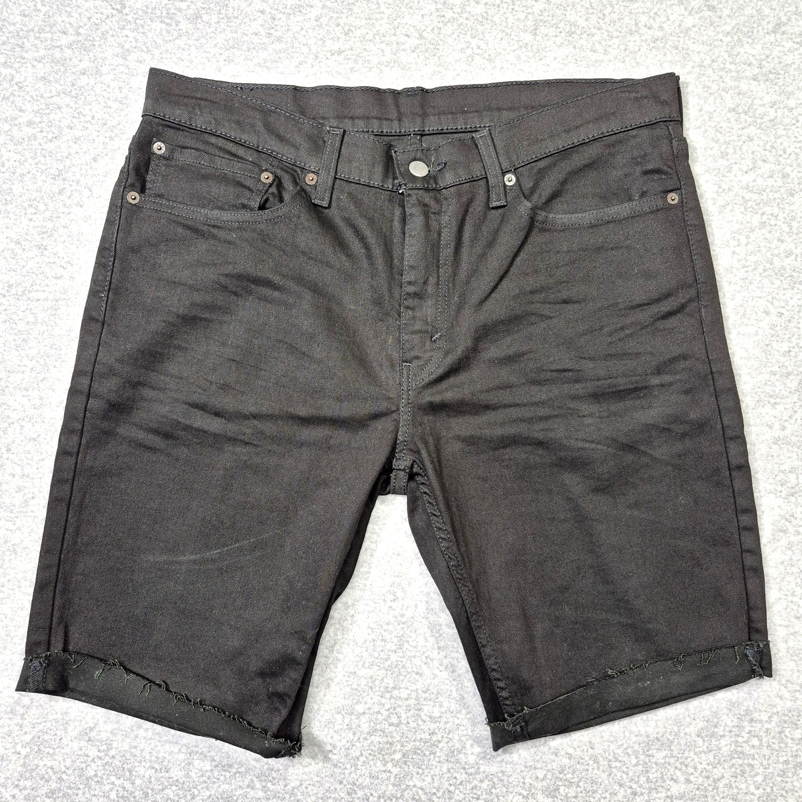 S 34 Black Denim Cut Off Slim Fit Raw Hem Distressed Grunge