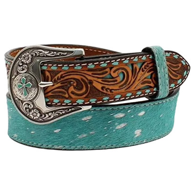 Angel Ranch Ladies Calf Hair Turquoise Belt D140001433