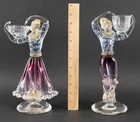 Vintage Mid 20thC Murano Hand Blown Gold Fleck Italian Art Glass Figures