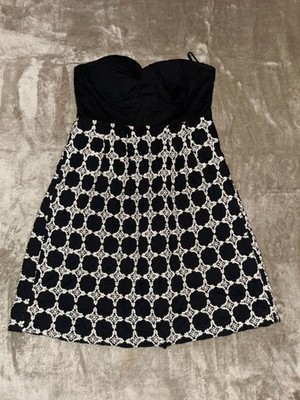 Charlotte Russe Black and White Strapless A-Line Dress Large