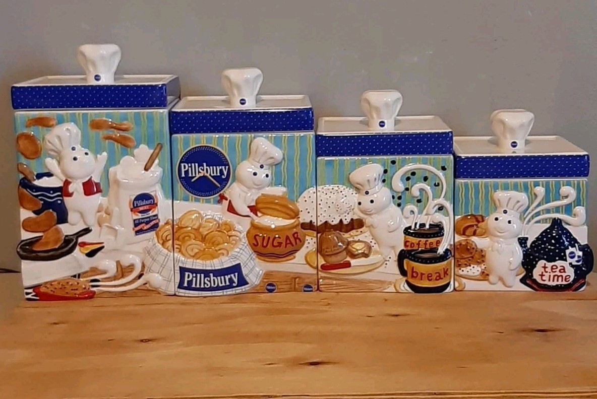 Vintage 2000s Pillsbury Doughboy Ceramic Canister Set – 4