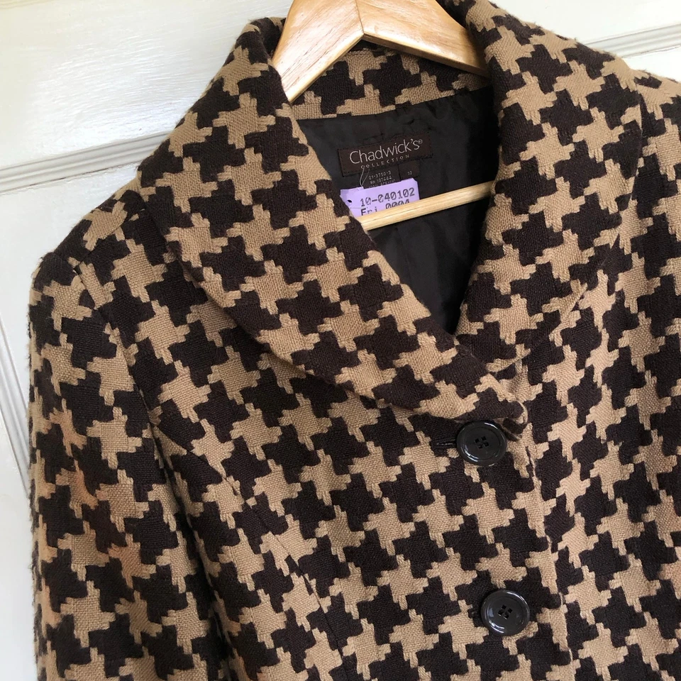 Vintage Chadwick's Collection Houndstooth Blazer Coat 10 (M) 90s Classic Preppy - Image 4 of 4