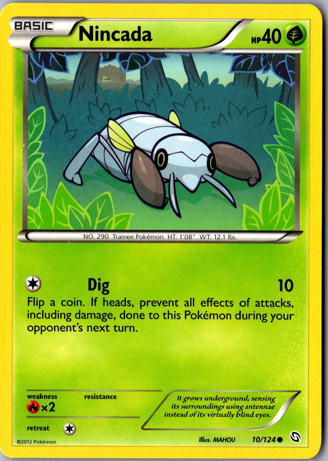 Nincada 10/124 Common Dragons Exalted LP Pokemon Card